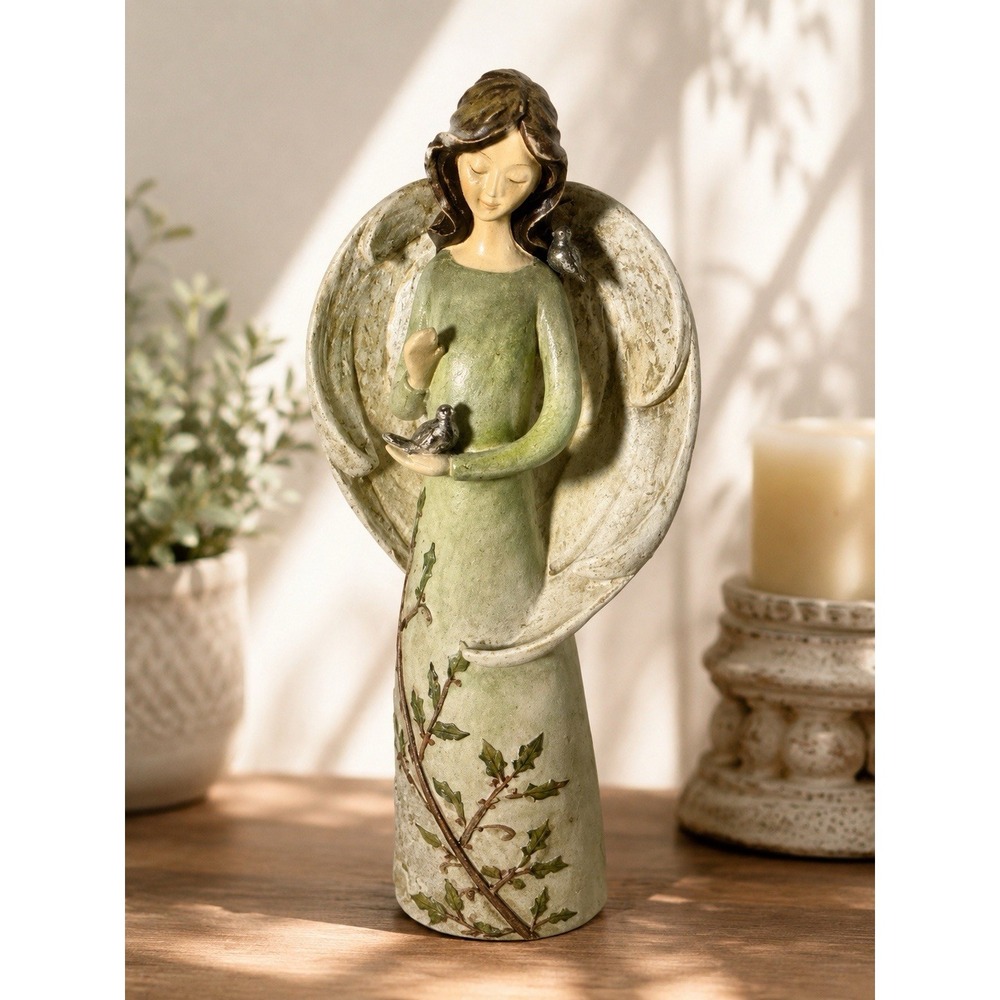 Roman Inc Angel Carved Resin with Bird 2014 Collection 10 in